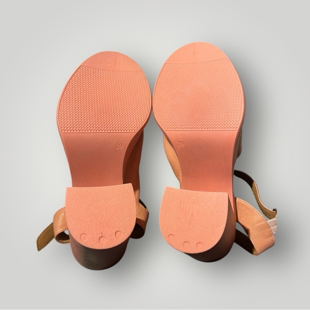 Bueno Peach Leather Platform Sandals - Size 39 - NIB - Picture 3 of 5